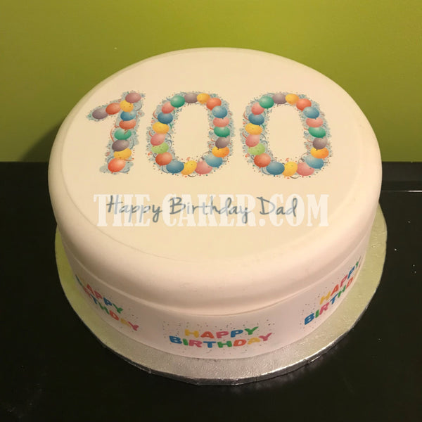 100th Birthday Balloons Edible Icing Cake Topper or Ribbon