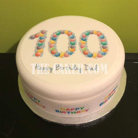 100th Birthday Balloons Edible Icing Cake Topper