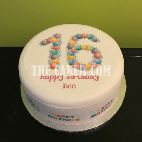 16th Birthday Balloons Edible Icing Cake Topper
