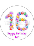 16th Birthday Balloons Edible Icing Cake Topper