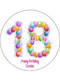 18th Birthday Balloons Edible Icing Cake Topper