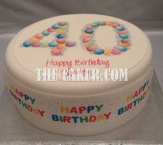 40th Birthday Balloons Edible Icing Cake Topper or Ribbon