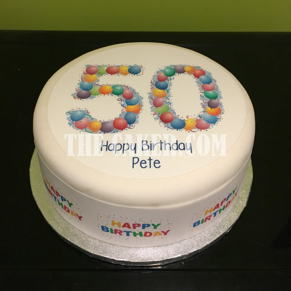 50th Birthday Balloons Edible Icing Cake Topper