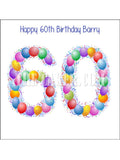 60th Birthday Balloons Edible Icing Cake Topper or Ribbon
