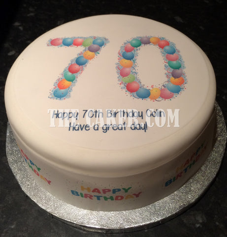 70th Birthday Balloons Edible Icing Cake Topper or Ribbon