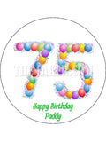 75th Birthday Balloons Edible Icing Cake Topper