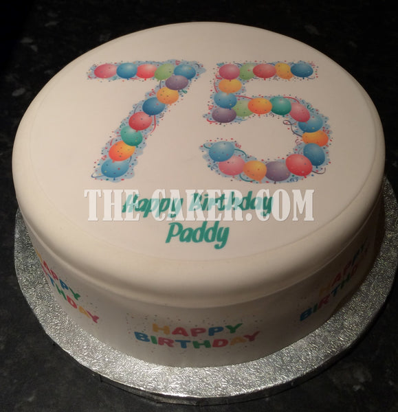 75th Birthday Balloons Edible Icing Cake Topper