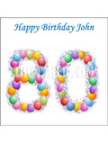 80th Birthday Balloons Edible Icing Cake Topper or Ribbon