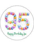 95th Birthday Balloons Edible Icing Cake Topper or Ribbon