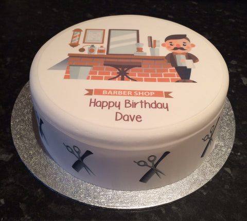 Barber Shop Hairdresser Edible Icing Cake Topper 01