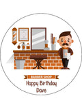 Barber Shop Hairdresser 01 Edible Icing Cake Topper or Ribbon