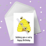 Bee Birthday Card 04 - Bees Beehive Card