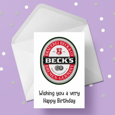 Beer, Lager Label Birthday Card 01 - Beck's Lager