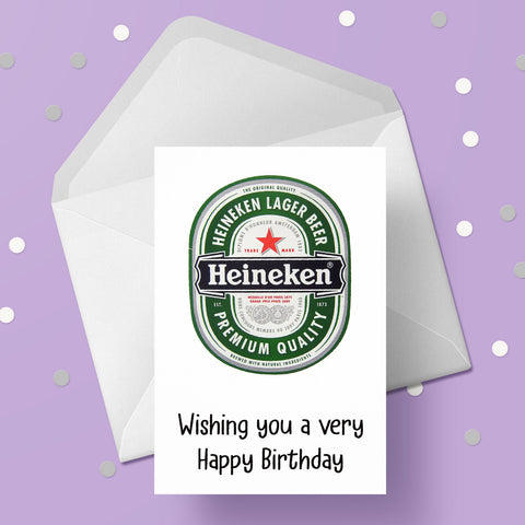 Beer, Lager Label Birthday Card 06 - Heineken Lager