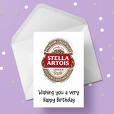 Beer, Lager Label Birthday Card 07 - Stella Artois