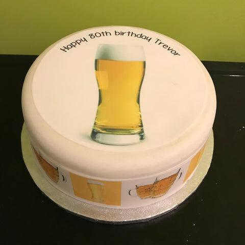 Beer 02 Edible Icing Cake Topper or Ribbon
