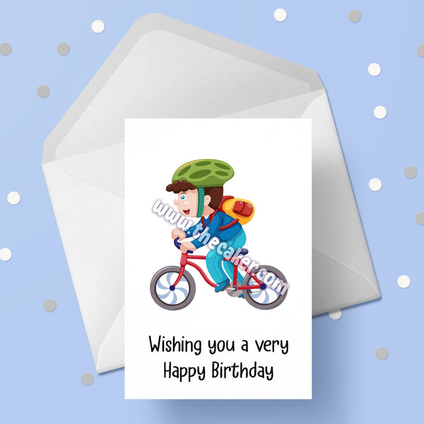 Bicycle Birthday Card 04 - Boy on Bike