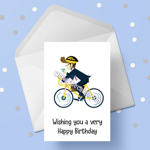 Bicycle Birthday Card 06 - Man on Bike