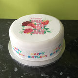 Birthday Edible Icing Cake Topper 04 - Pretty Flowers