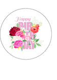 Birthday Edible Icing Cake Topper 04 - Pretty Flowers