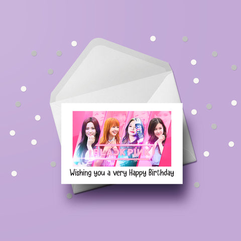 Black Pink 02 Birthday Card