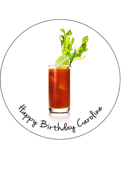 Bloody Mary Cocktail Edible Icing Cake Topper