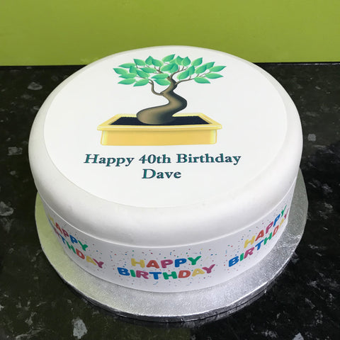 Bonsai Tree Edible Icing Cake Topper or Ribbon