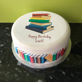 Books Edible Icing Cake Topper or Ribbon or Ribbon