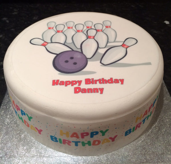 Bowling Skittles Edible Icing Cake Topper or Ribbon