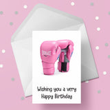 Pink Boxing Gloves Birthday Card 02
