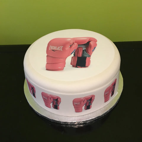 Boxing / Pink Boxing Gloves Edible Icing Cake Topper or Ribbon