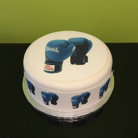 Blue Boxing Gloves Edible Icing Cake Topper 03
