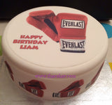 Red Boxing Gloves Edible Icing Cake Topper 01