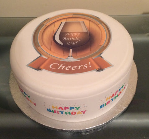 Brandy Glass 01 Edible Icing Cake Topper or Ribbon