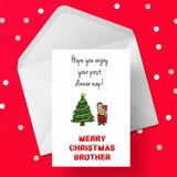 Christmas Card for Brother - Funny after dinner nap