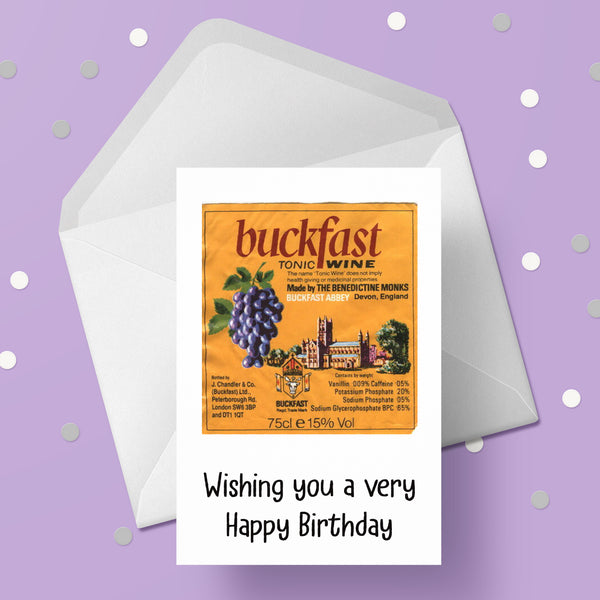 Buckfast Label Birthday Card