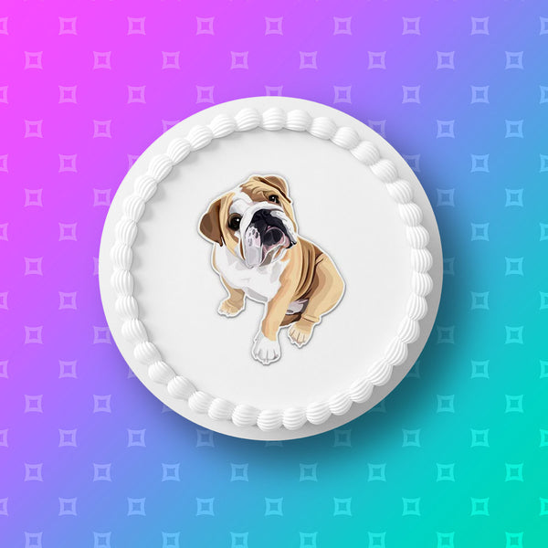 Bulldog Edible Icing Cake Topper or Ribbon