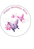 Butterfly 02 Edible Icing Cake Topper or Ribbon