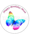 Butterfly 03 Edible Icing Cake Topper or Ribbon