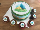 Camping 01 Edible Icing Cake Topper or Ribbon