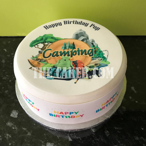 Camping 02  Edible Icing Cake Topper or Ribbon