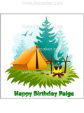 Camping 01 Edible Icing Cake Topper or Ribbon