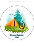 Camping 01 Edible Icing Cake Topper or Ribbon