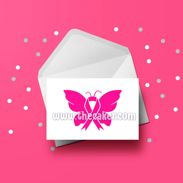 Breast Cancer Card 05 Butterfly Ribbon