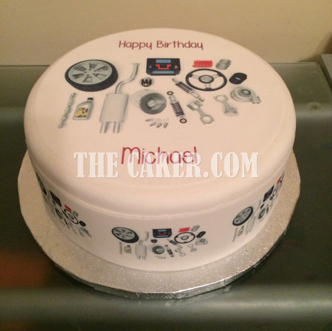 Car Mechanic Engine Parts Edible Icing Cake Topper or Ribbon