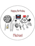 Car Mechanic Engine Parts Edible Icing Cake Topper