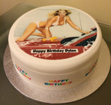 Sexy Girl at Car Wash Edible Icing Cake Topper