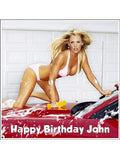 Sexy Girl at Car Wash Edible Icing Cake Topper