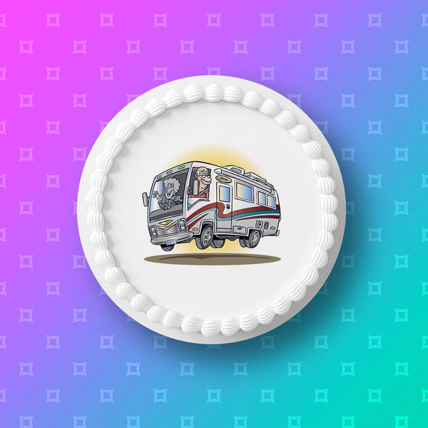 Caravan Motorhome Edible Icing Cake Topper 04
