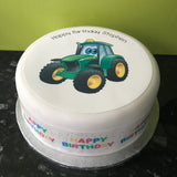 Green Cartoon Tractor Edible Icing Cake Topper